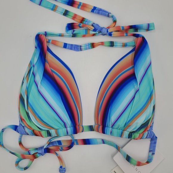 NWT La Blanca Sunset Striped Triangle Bikini Top - Picture 5 of 10